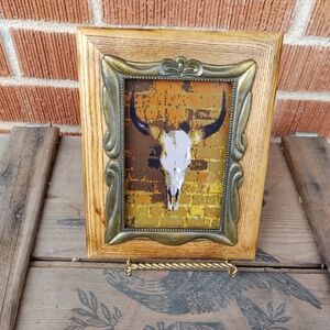 8 Bit Longhorn Framed Mini Art Print Lo-fi Pixel Art By Neon Nicho